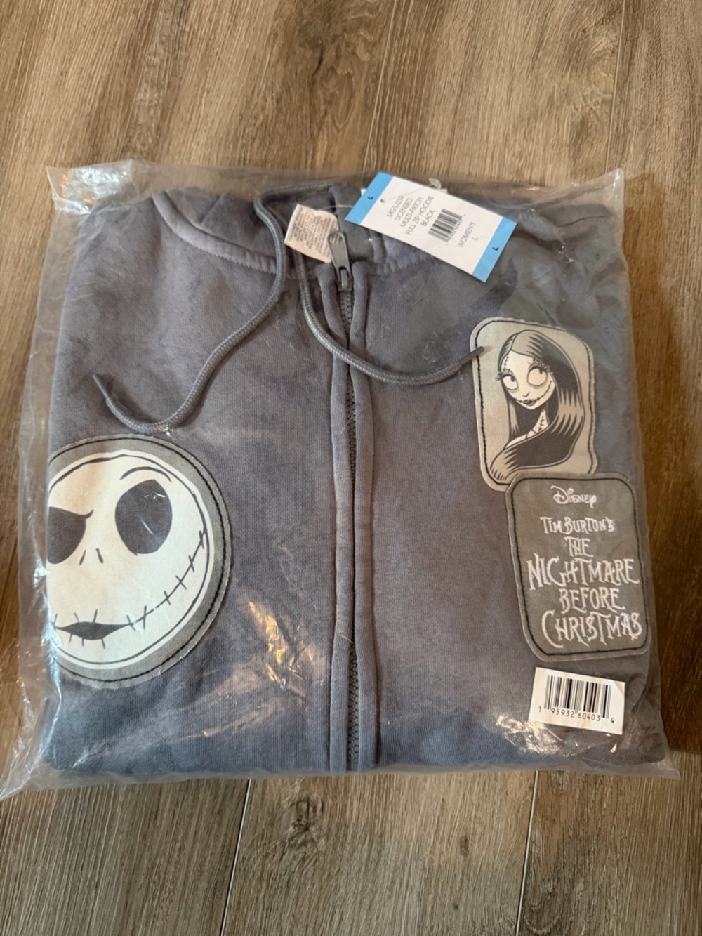 Disney Nightmare Before Christmas Purple-Gray Zip Hoodie with Patch Art - Picture 5 of 5